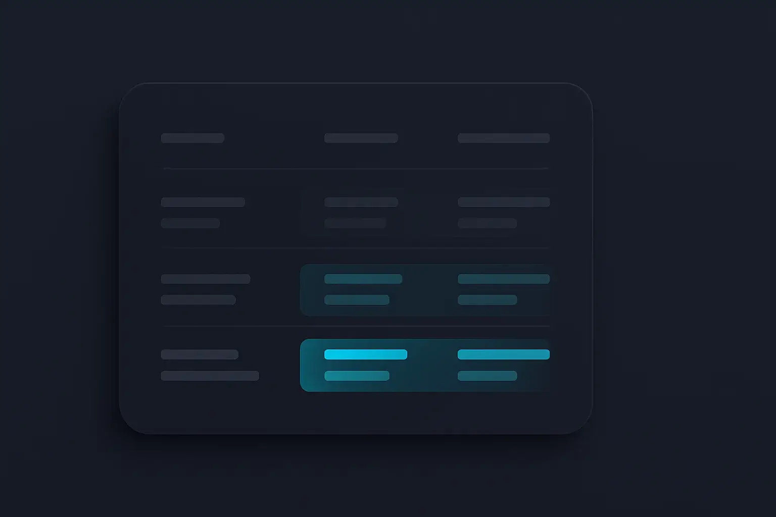 Abstract table visual representing different token packages and scopes